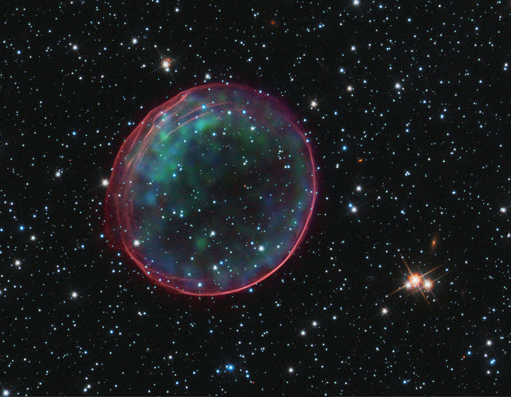 Image of SNR 0509-67.5. Standard candles, such as this supernova, can be used to estimate cosmological parameters.