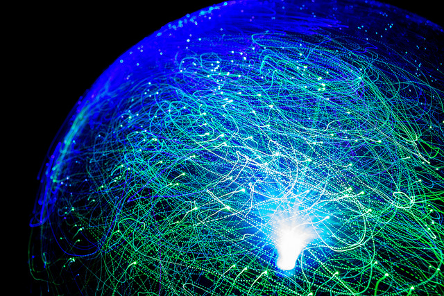 An artist's depiction of the connectivity of fiber optics