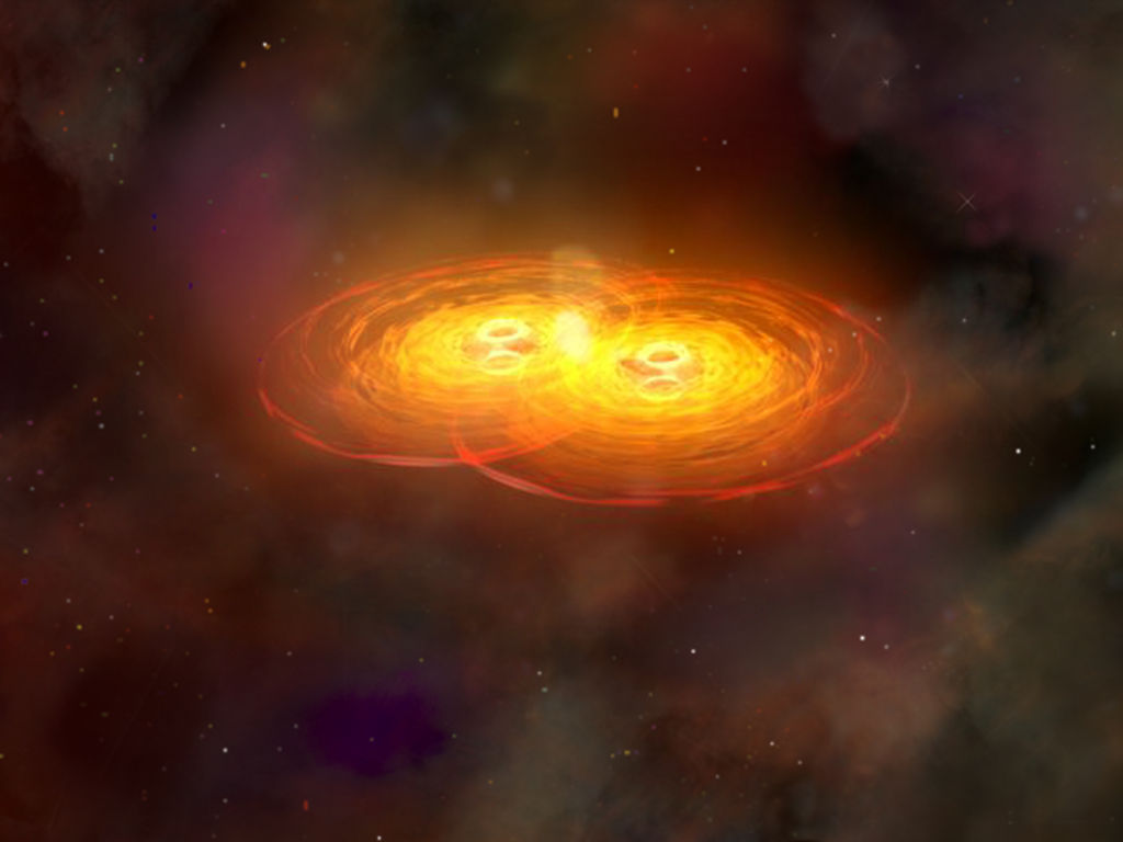 Gravitational Waves caused by two merging black holes.