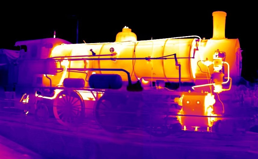 Infrared sensor was used to construct this image of a locomotive