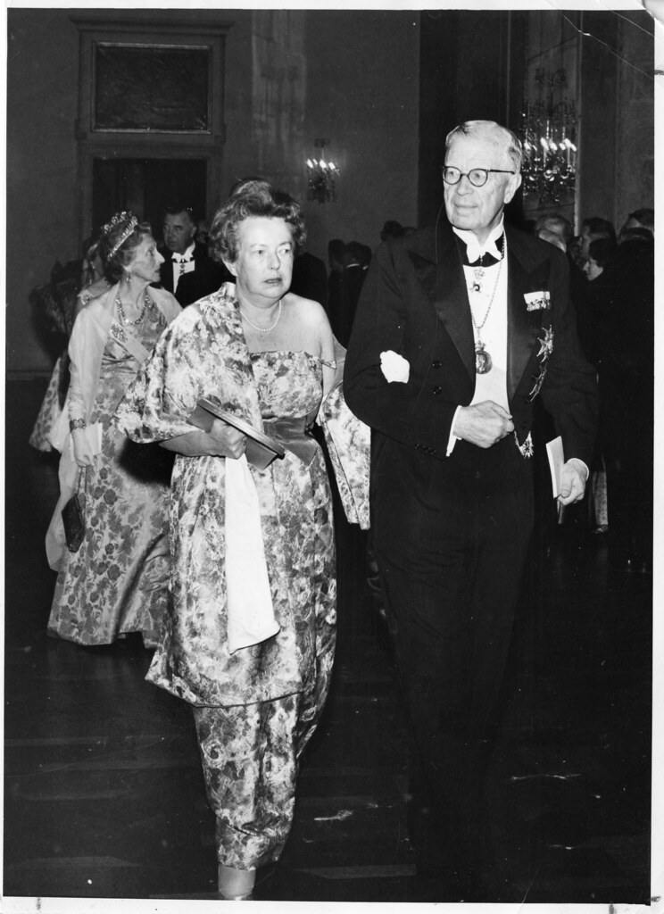 Maria Goeppert-Mayer on her way to receive the Nobel Peace Prize for her research. This is a pioneering moment for the inclusion of women in STEM.