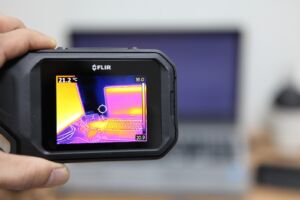 A hand-held thermal imaging camera
