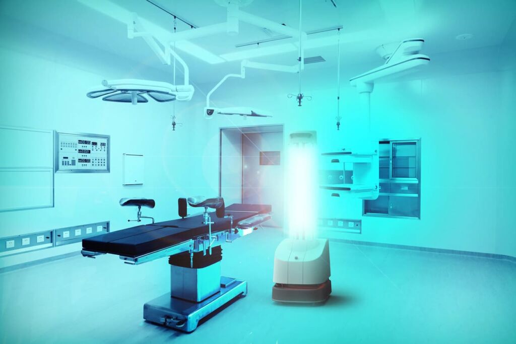 UV disinfecting autonomous robot used in hospitals