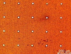 Sample part with holes made with laser drilling