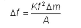 This picture contains a mathematical formula to describe the piezoelectric relationship between frequency, mass, and other variables.