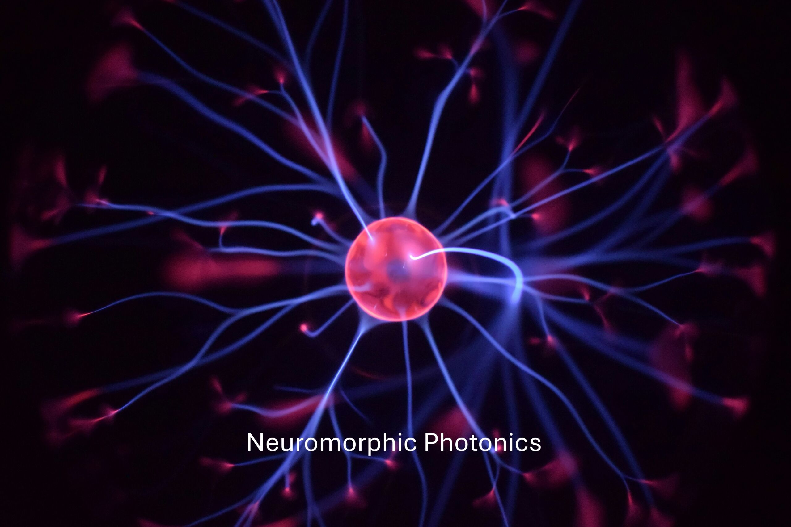 Neuromorphic Photonics: Visualization of a neuromorphic photonic processor with waveguides and optical neurons emitting colored light signals