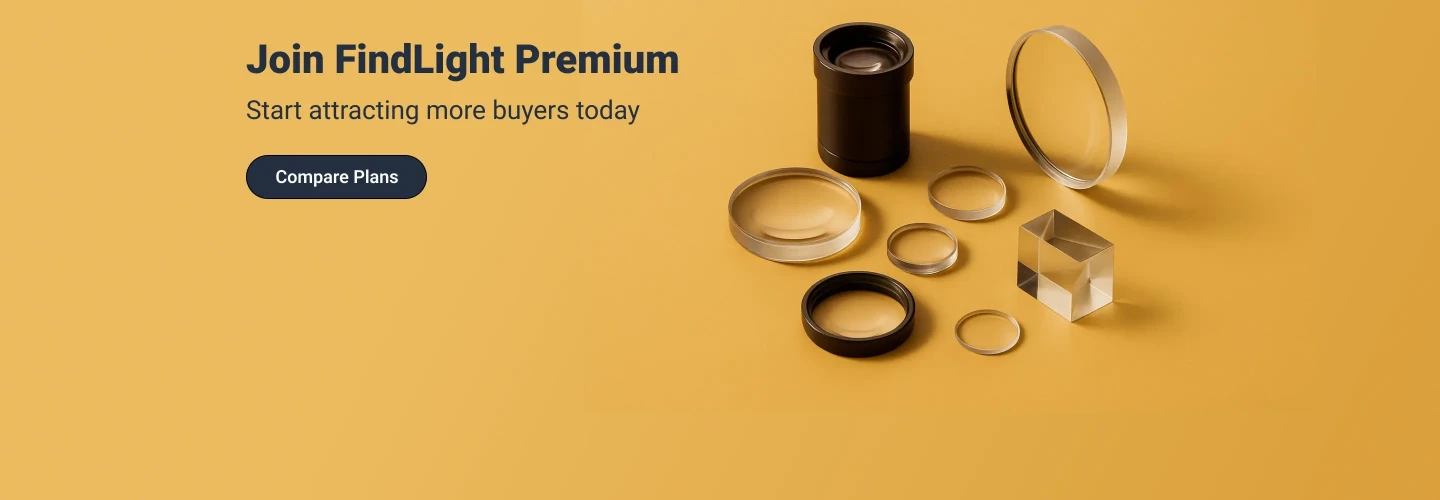 High-end photonics equipment on display – precision optics under bright studio lighting