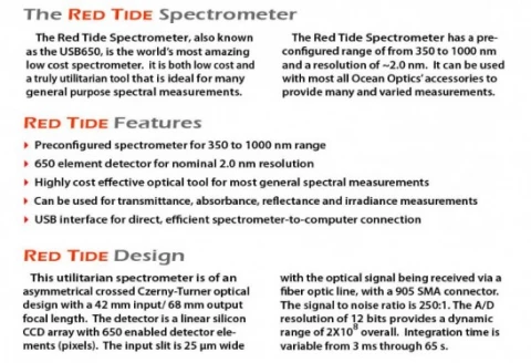  USB-650UV Red Tide Spectrometer, Preconfigured photo 2