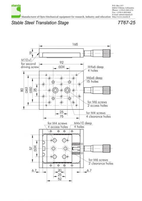 STANDA 7T67-25 - Stable Steel Translation Stage photo 2