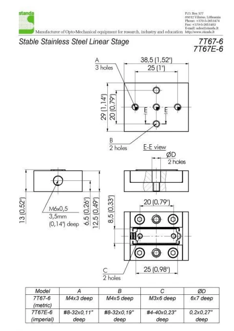 STANDA 7T67-6 - Stainless Steel Translation Stages photo 2