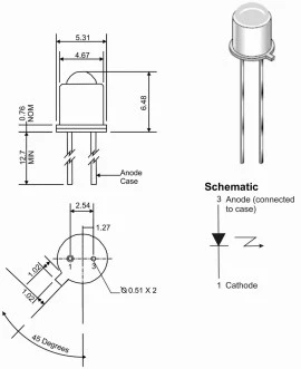 1N6264 Hermetic GaAs Infrared Emitting Diode photo 1