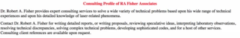 Consulting Profile Of RA Fisher Associates photo 1