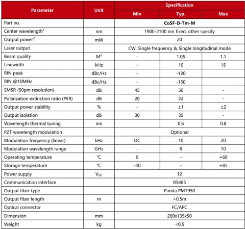 Connet CoSF-D-TM-M Single Frequency Fiber Laser Module photo 2