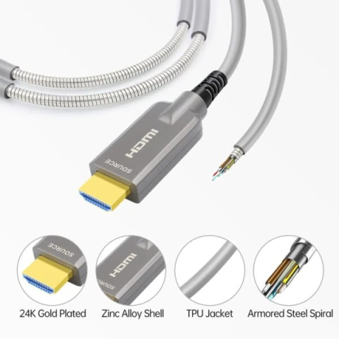 CRS-PlugNView-H Armored 8K Fiber Optic HDMI 2.1 Active Optical Cable(AOC) on Roxtone PCD 380 Tactical Drum for rental & staging photo 2
