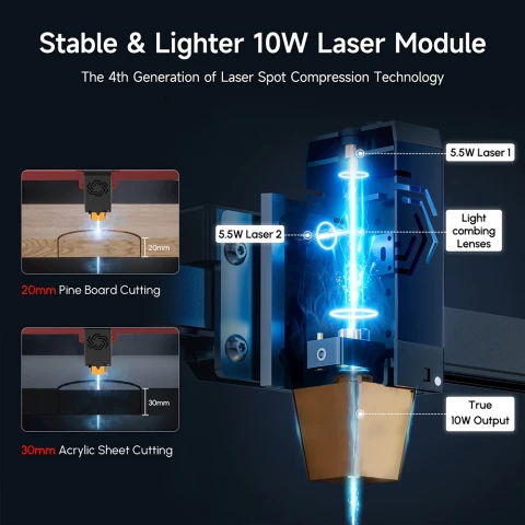 LM3 Desktop Laser Engraving & Cutting Machine 10W - Special Edition Ortur, Wireless Control, 20,000mm/min photo 2