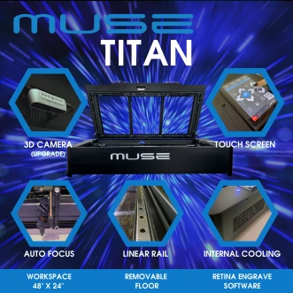 Muse Titan 48x24 Desktop CO2 Laser Cutting and Engraving Machine with Autofocus photo 1