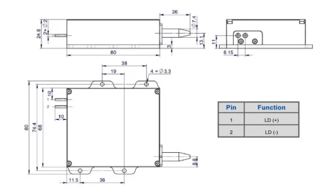 Wavelength Stabilized Fiber-coupled Laser Diode - FBLD-976-130W-FC105-0.15-VBG-2Pin photo 1