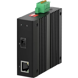 Mini Din Gigabit Industrial Unmanaged Fiber Ethernet Media Converter