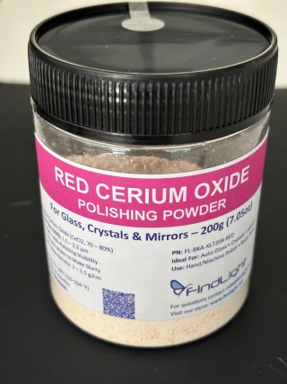 Red Cerium Oxide Polishing Powder for Glass and Crystals 1.5-2.2um 70-80% CeO2 (200 grams)